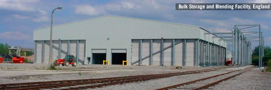 bulk cementitious storage and blending facility of slag, fly ash, conditioned fly ash, furnace bottom ash, cenospheres, copper slag and silica fume by bulk materials international, UK
